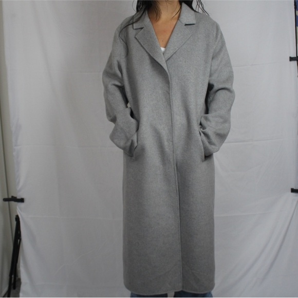 Light Gray Trench Wool Coat for Women - Picture 3 of 7